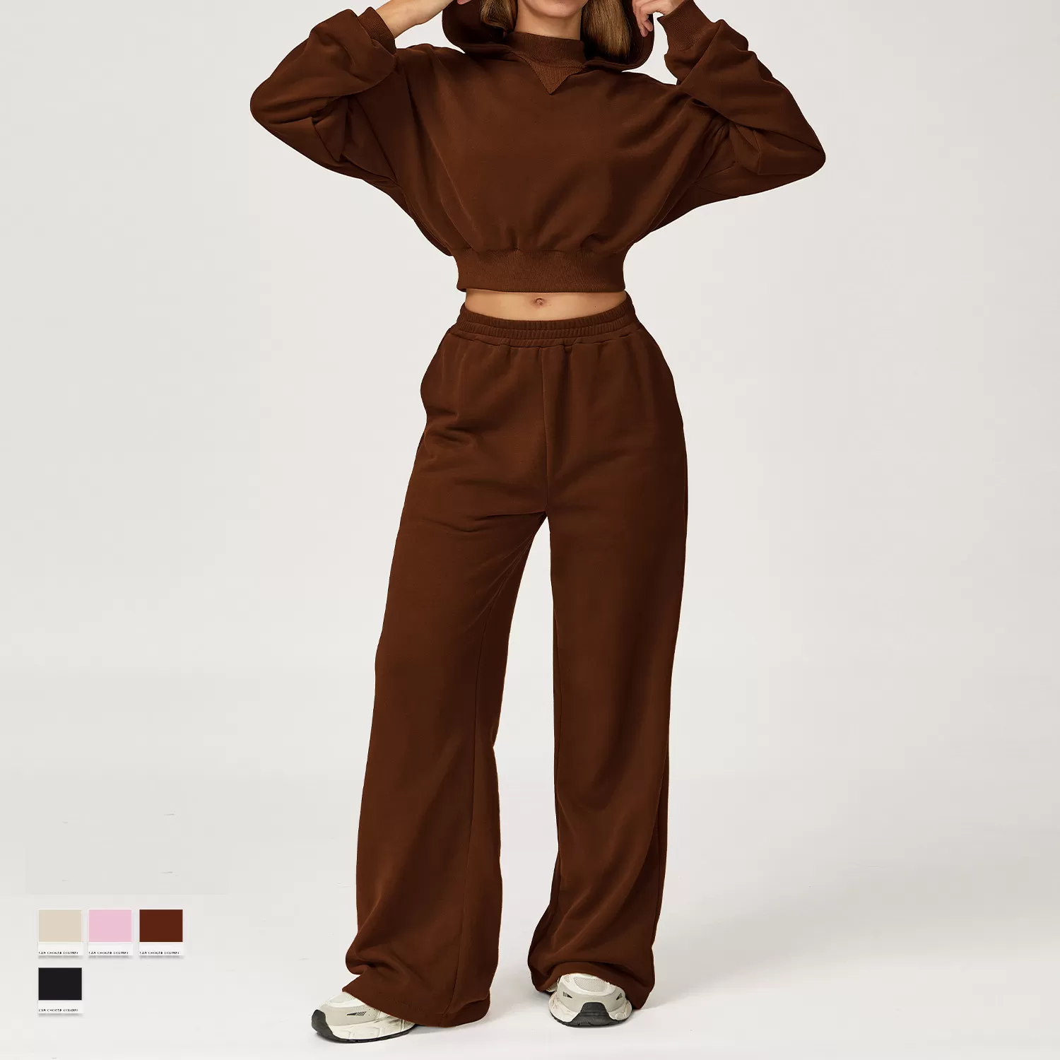 Conjunto deportivo informal de dos piezas de manga larga para mujer, cómodo, para fitness, running, yoga, sudadera con cintura alta, FGBTZ4507