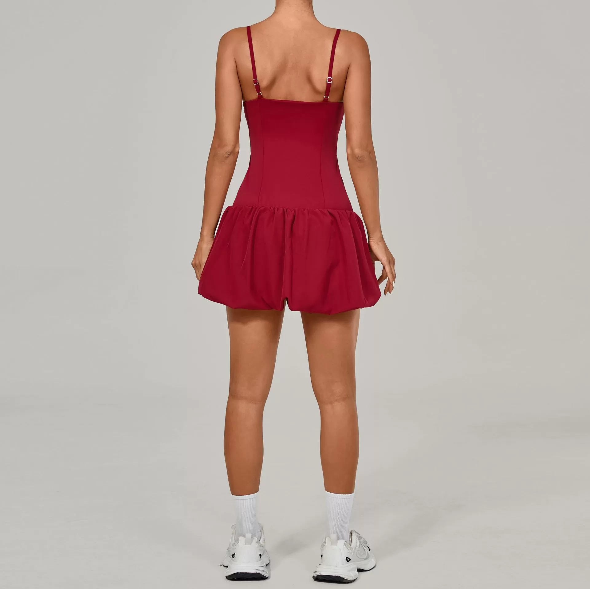 Ropa de yoga, vestidos de mujer con capullos de flores, ropa deportiva, vestido de tenis con pantalones cortos anti-escalonamiento FGB7155