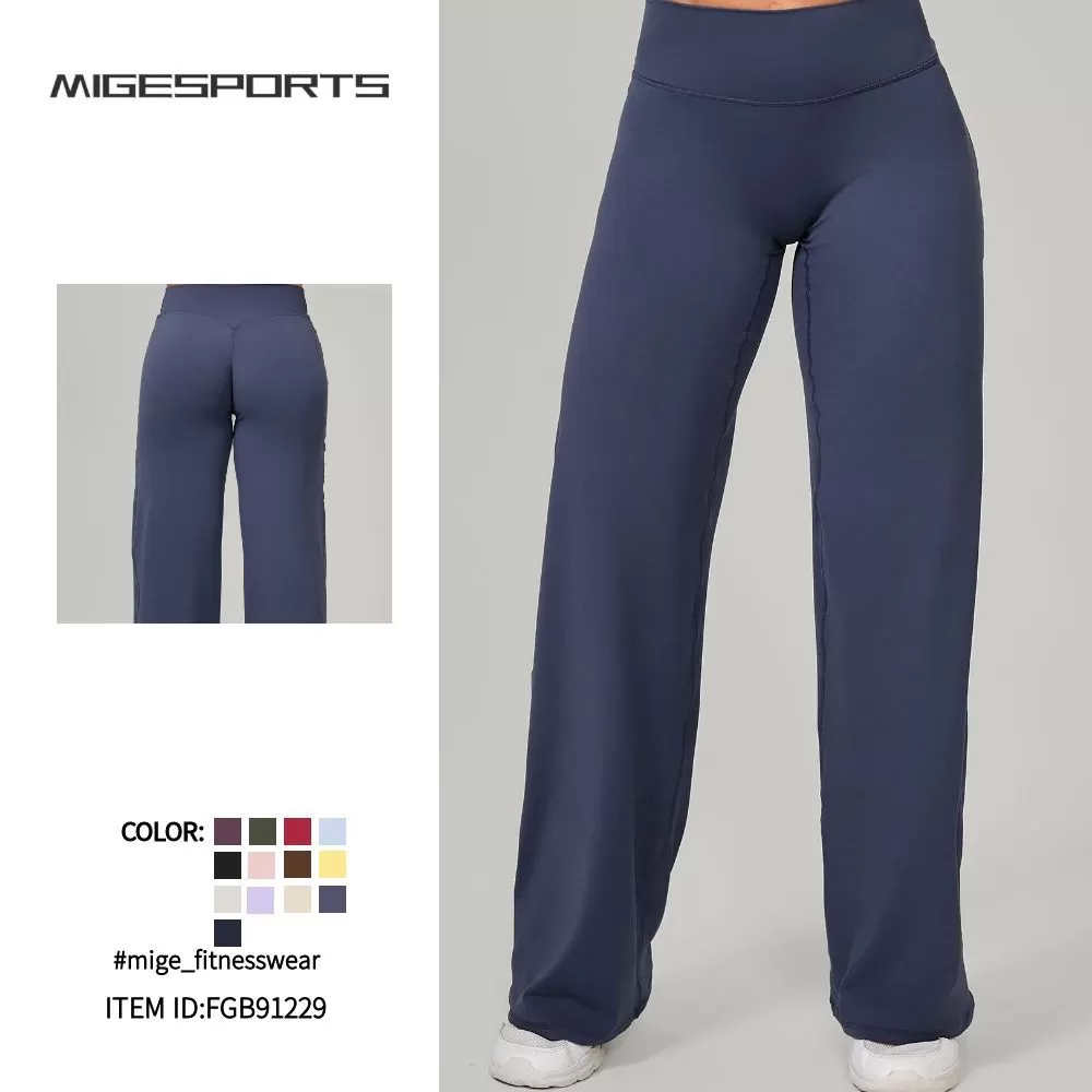 Pantalones de yoga ligeros para mujer, de campana, de secado rápido, transpirables, holgados, para entrenamiento deportivo, color piel, lisos, FGB91229