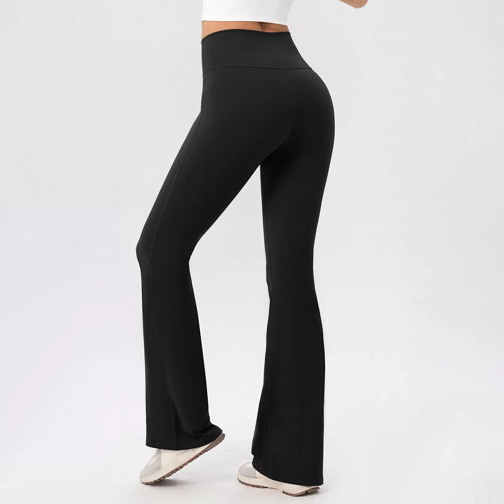 Pantalones deportivos de yoga para mujer, de polar cálido, suaves y acampanados, con cintura alta y ancha, FGB52325