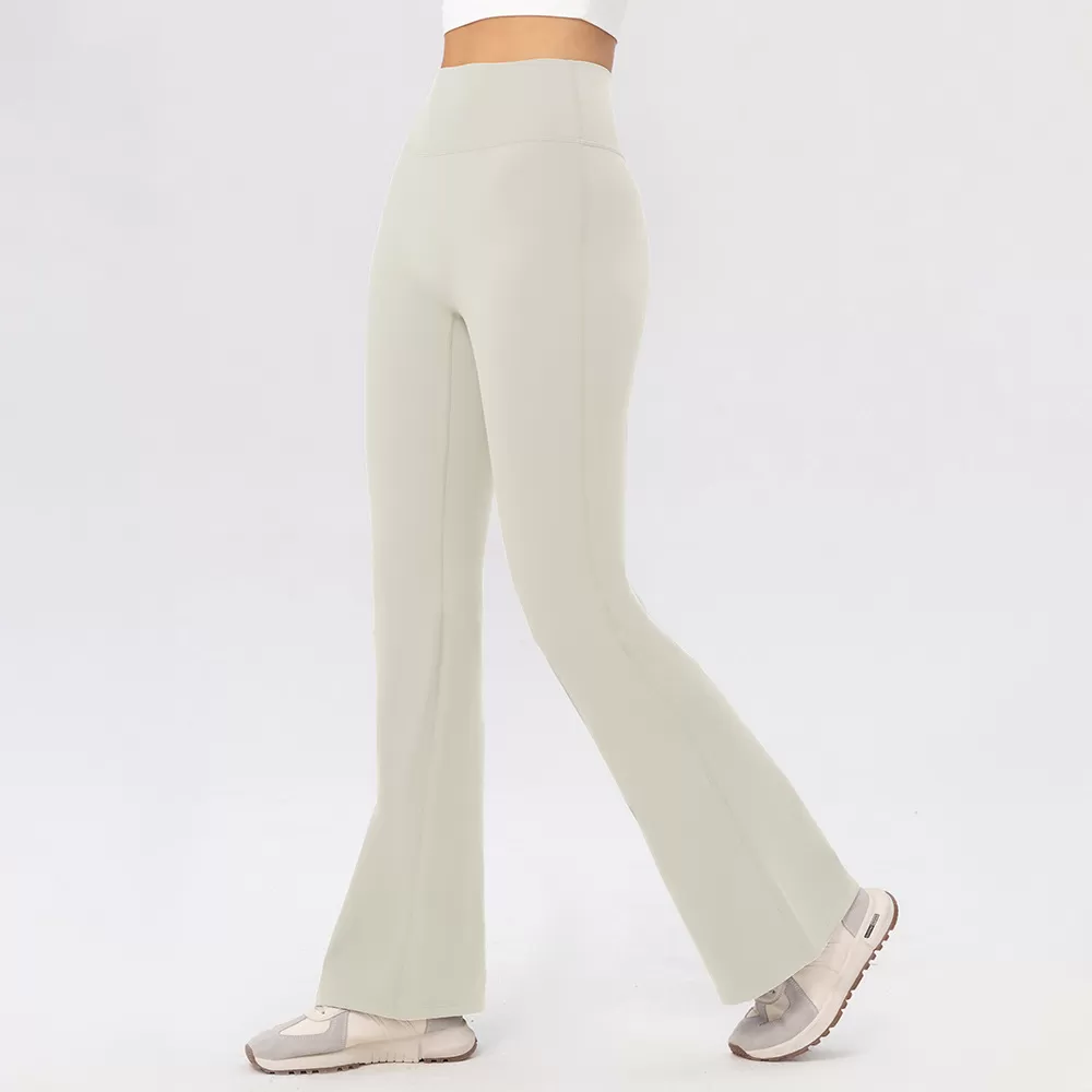 Pantalones deportivos de yoga para mujer, de polar cálido, suaves y acampanados, con cintura alta y ancha, FGB52325