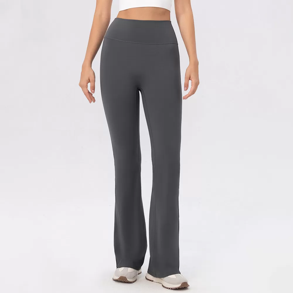 Pantalones deportivos de yoga para mujer, de polar cálido, suaves y acampanados, con cintura alta y ancha, FGB52325