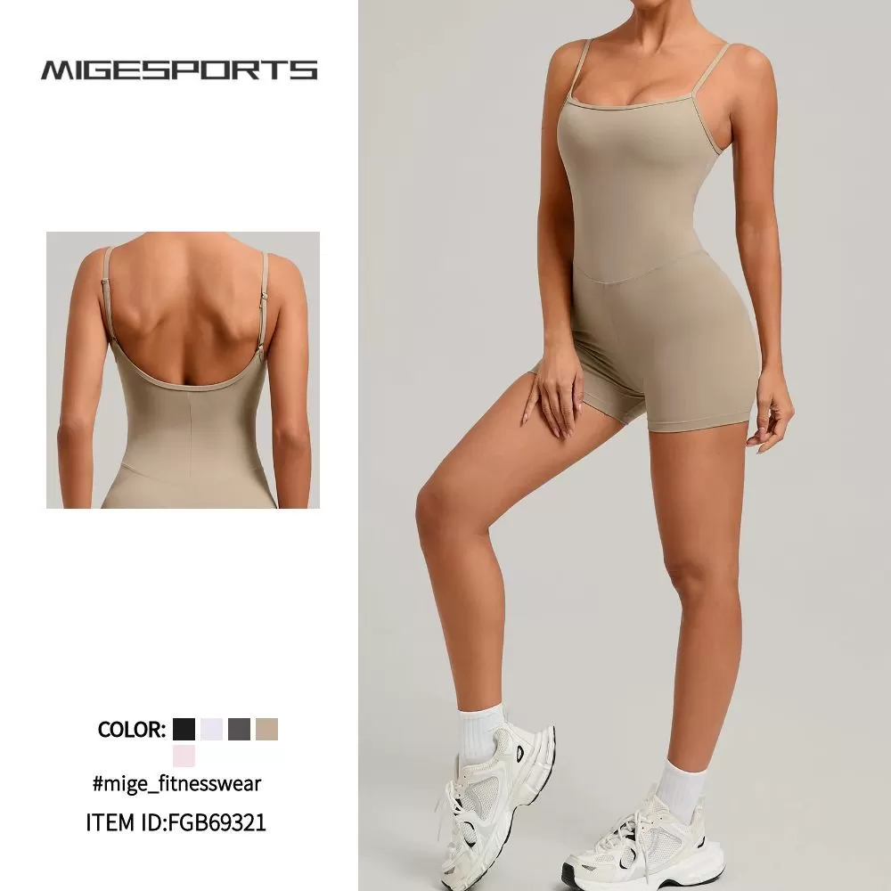 Pantalones cortos deportivos sin espalda para mujer, ropa deportiva para gimnasio, mono deportivo de una pieza FGB69321