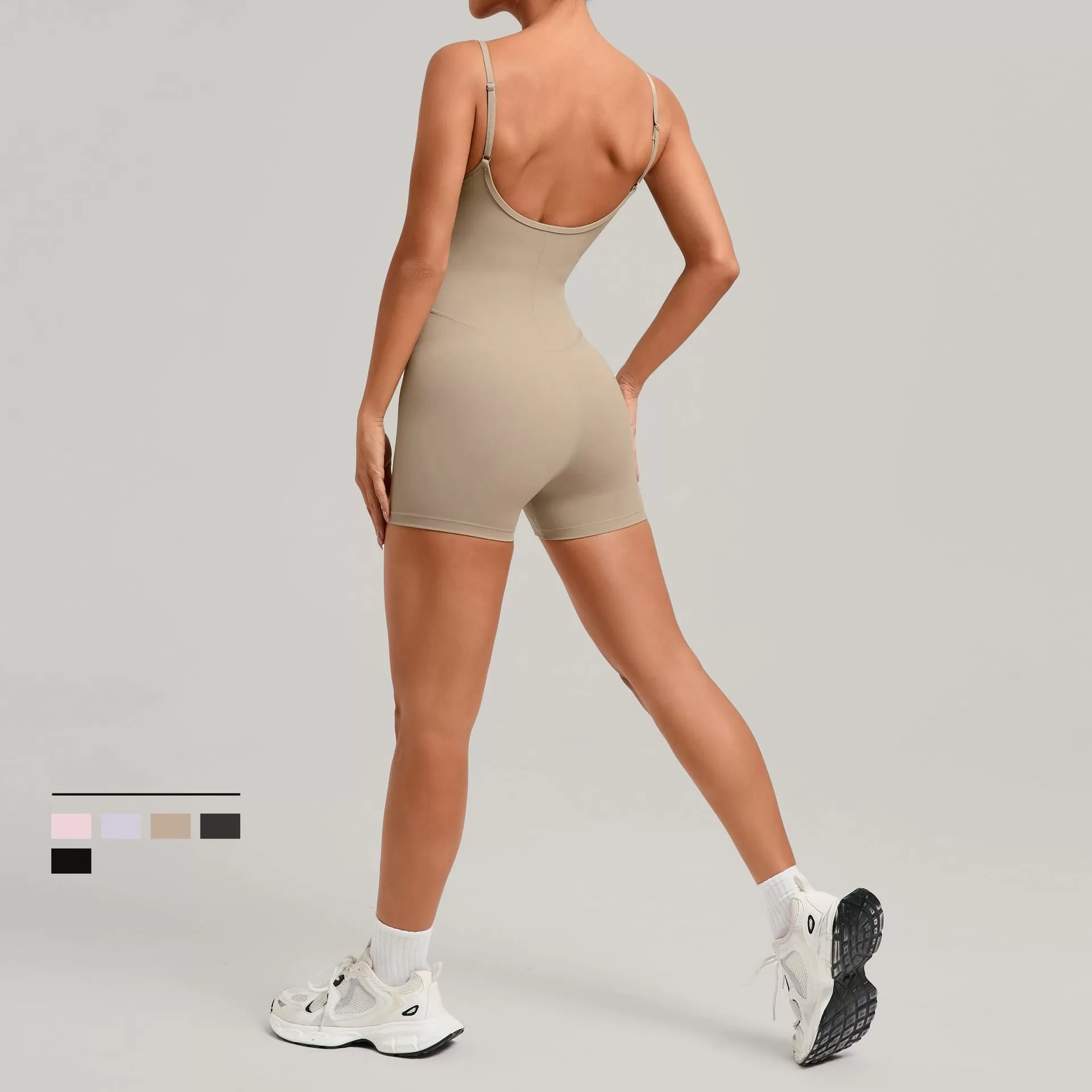 Pantalones cortos deportivos sin espalda para mujer, ropa deportiva para gimnasio, mono deportivo de una pieza FGB69321