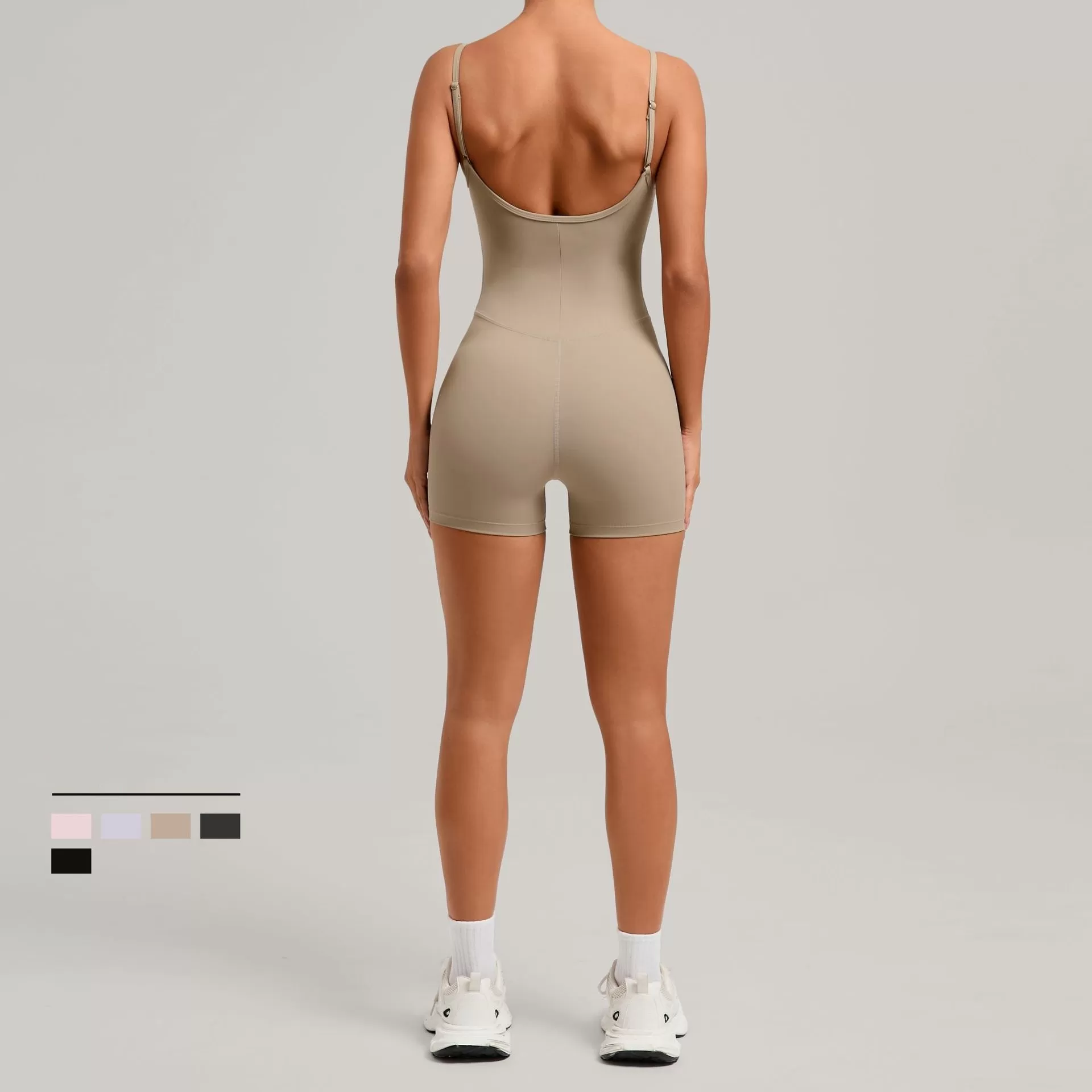 Pantalones cortos deportivos sin espalda para mujer, ropa deportiva para gimnasio, mono deportivo de una pieza FGB69321