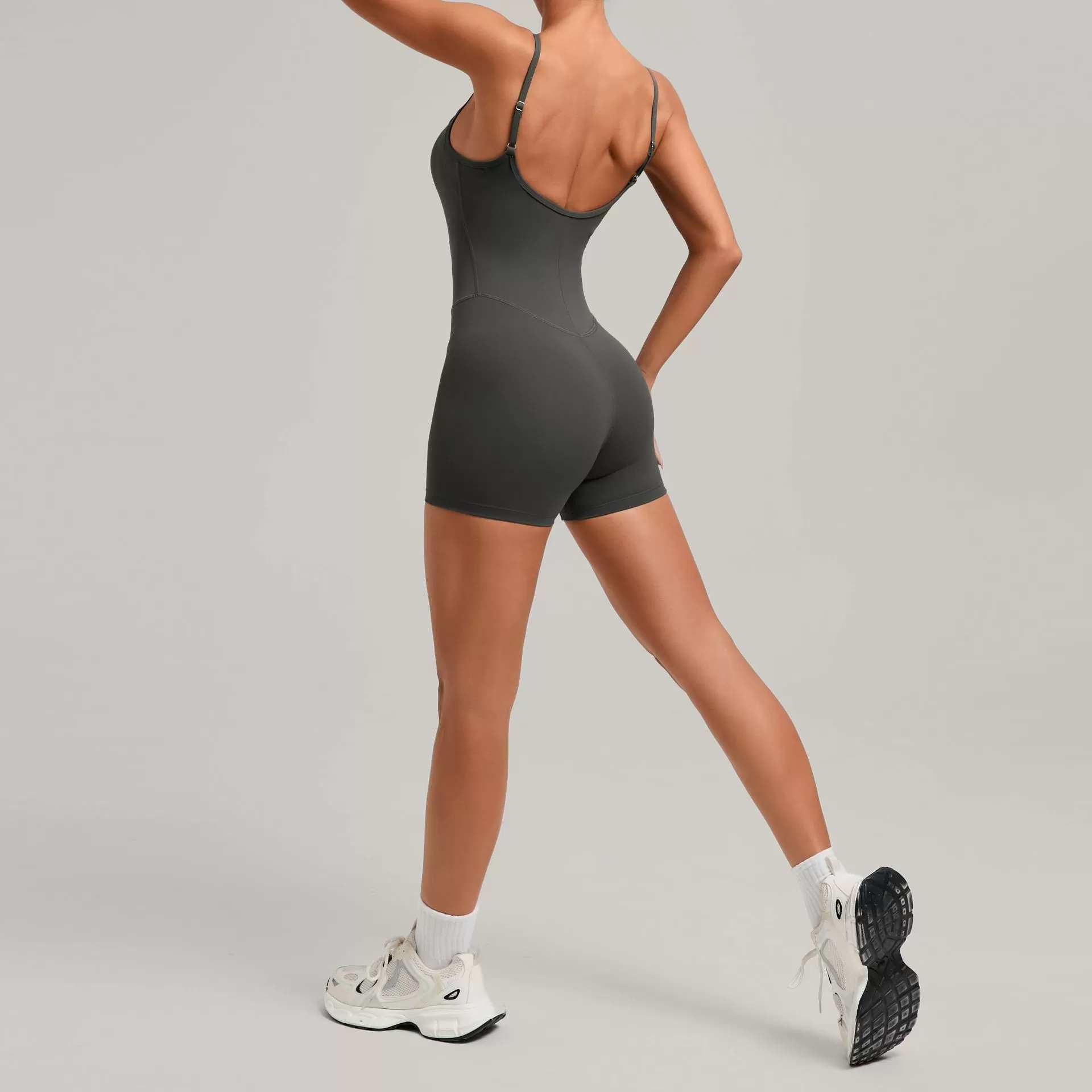 Pantalones cortos deportivos sin espalda para mujer, ropa deportiva para gimnasio, mono deportivo de una pieza FGB69321