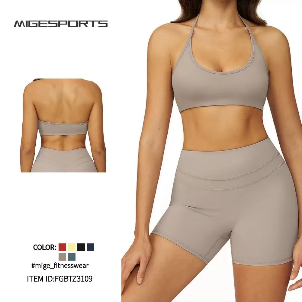 Conjuntos de sujetador y pantalones cortos deportivos para mujer, ropa deportiva para ejercicio y yoga, FGBTZ3109