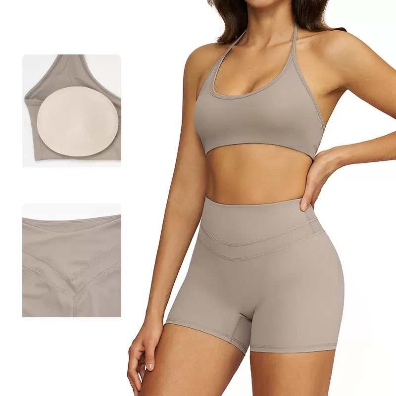 Conjuntos de sujetador y pantalones cortos deportivos para mujer, ropa deportiva para ejercicio y yoga, FGBTZ3109