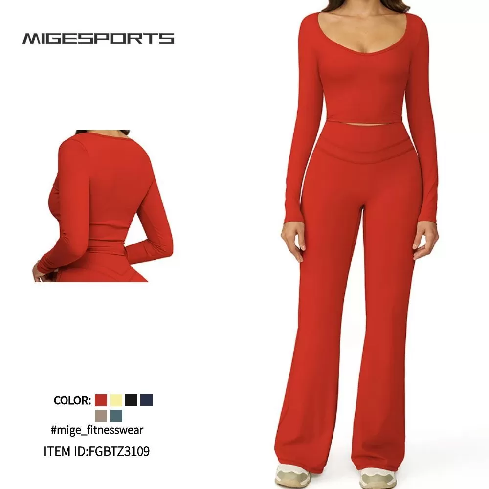 Conjuntos de ropa deportiva atlética para mujer, ropa elástica de entrenamiento, yoga, FGBTZ3109