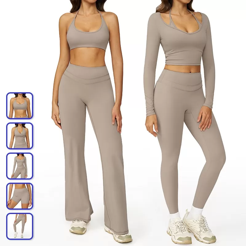 Conjuntos de ropa deportiva atlética para mujer, ropa elástica de entrenamiento, yoga, FGBTZ3109