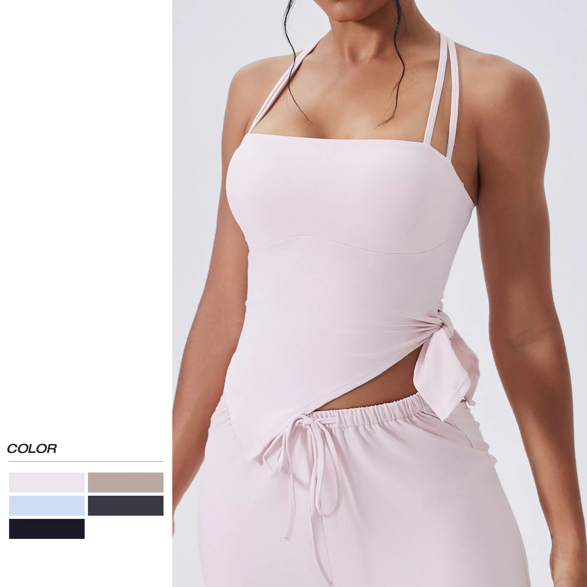 Top deportivo para gimnasio, running, fitness, yoga, sujetador deportivo elástico, tirantes finos, sin mangas, ajustado, FGBWX3290