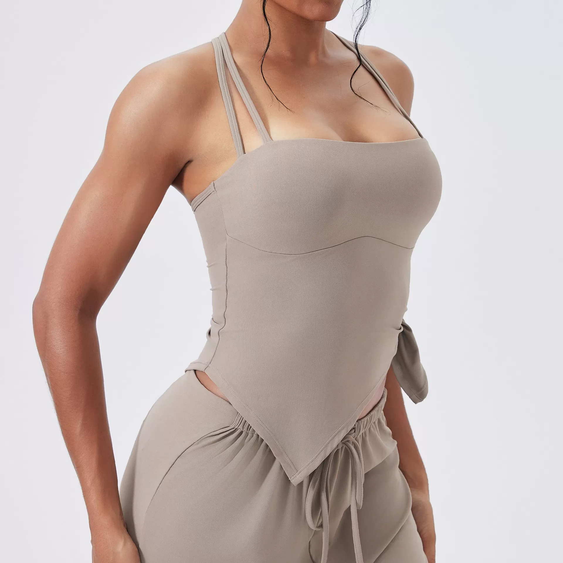 Top deportivo para gimnasio, running, fitness, yoga, sujetador deportivo elástico, tirantes finos, sin mangas, ajustado, FGBWX3290