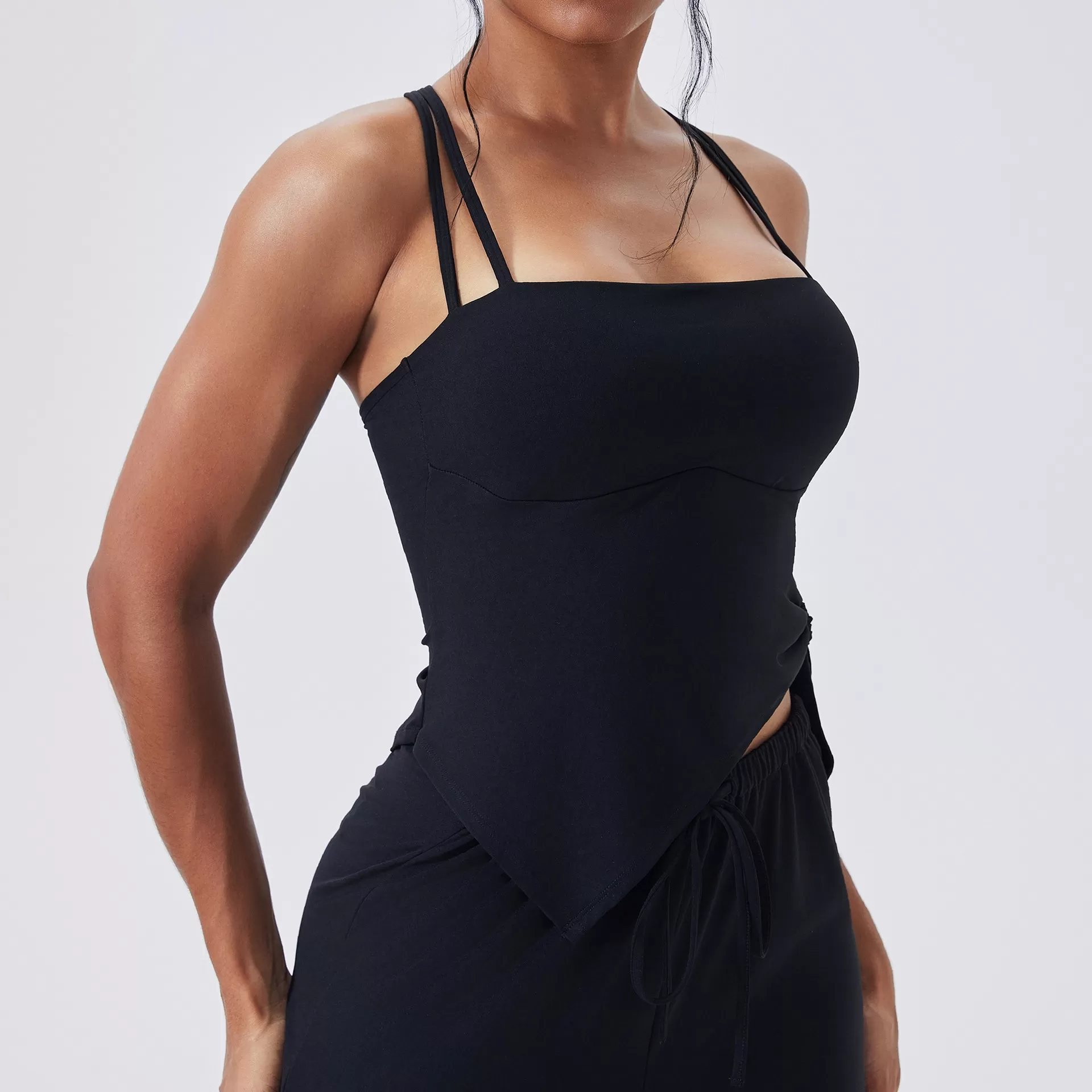 Top deportivo para gimnasio, running, fitness, yoga, sujetador deportivo elástico, tirantes finos, sin mangas, ajustado, FGBWX3290