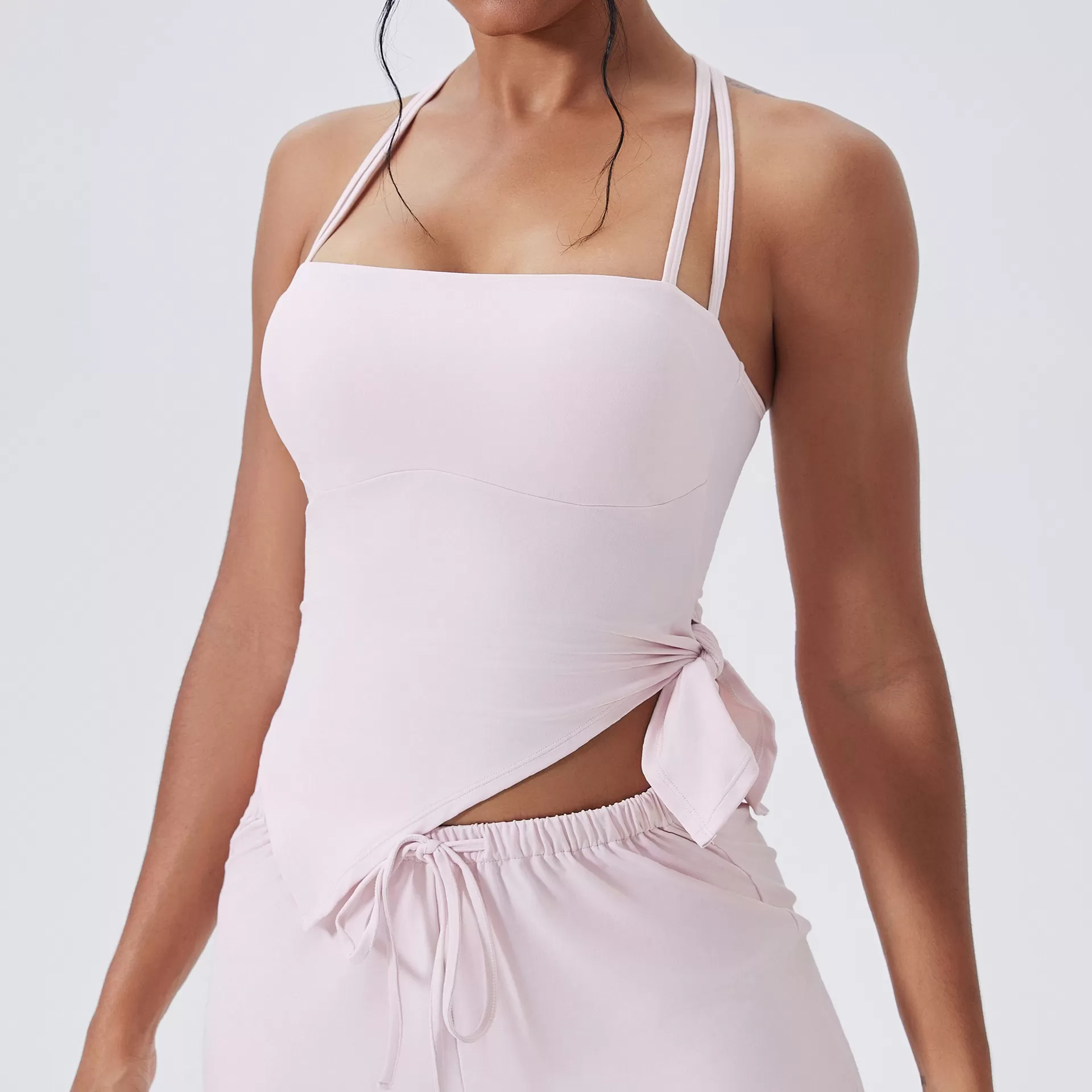 Top deportivo para gimnasio, running, fitness, yoga, sujetador deportivo elástico, tirantes finos, sin mangas, ajustado, FGBWX3290