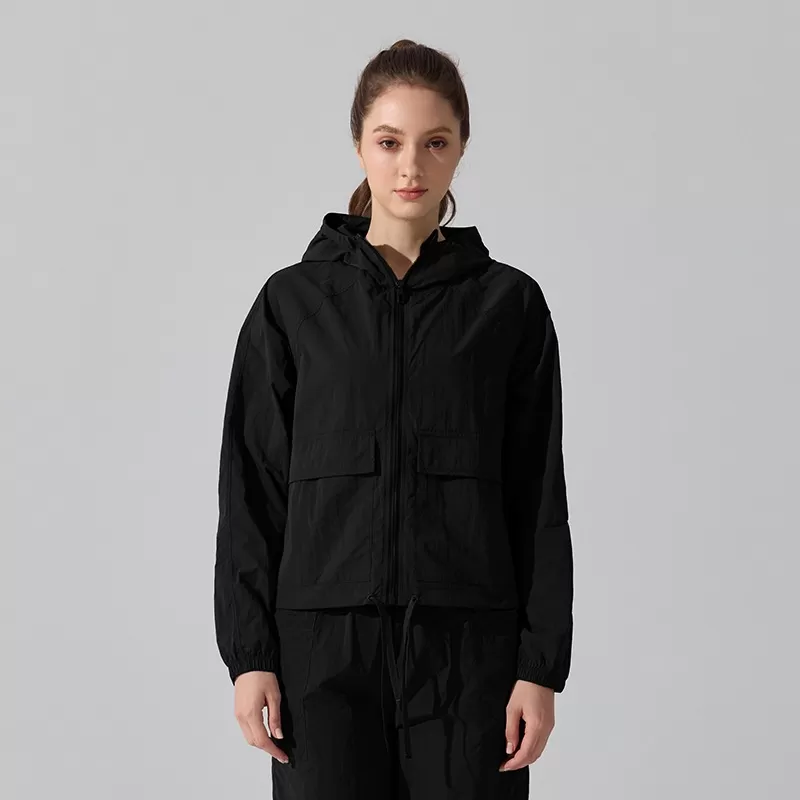 Chaqueta deportiva informal holgada con cremallera para mujer, para correr, de manga larga, para exteriores, para entrenamiento de yoga, FGBYC415