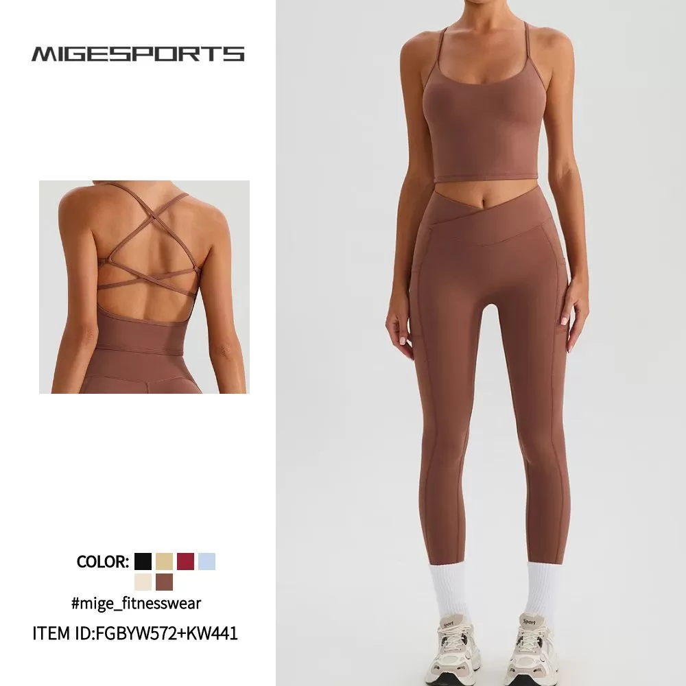 Ropa deportiva para mujer, atletismo, fitness, yoga, entrenamiento, conjuntos de gimnasio, FGBYW572+KW441