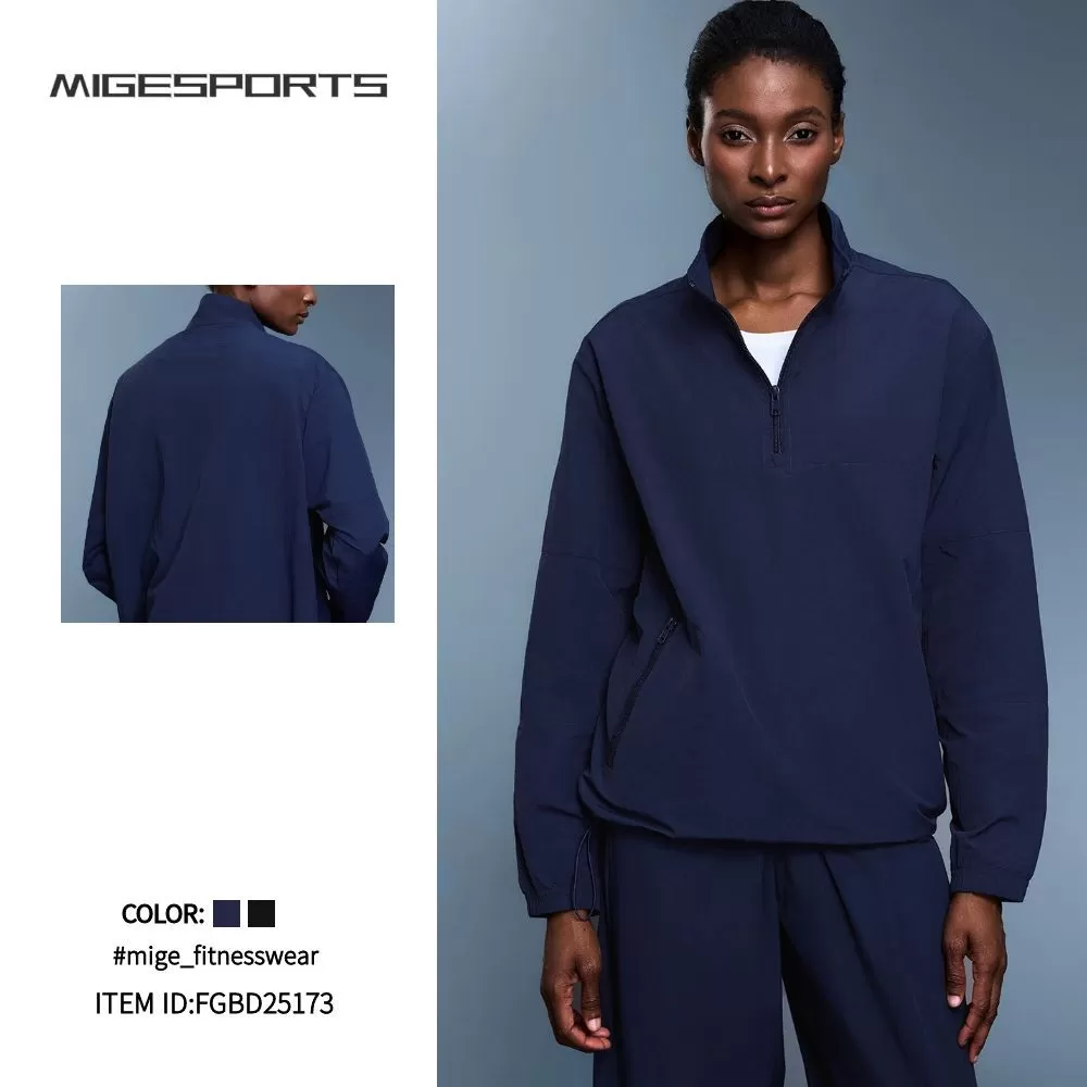 Chaqueta deportiva de yoga para mujer, de secado rápido, informal, con media cremallera, FGBD25173