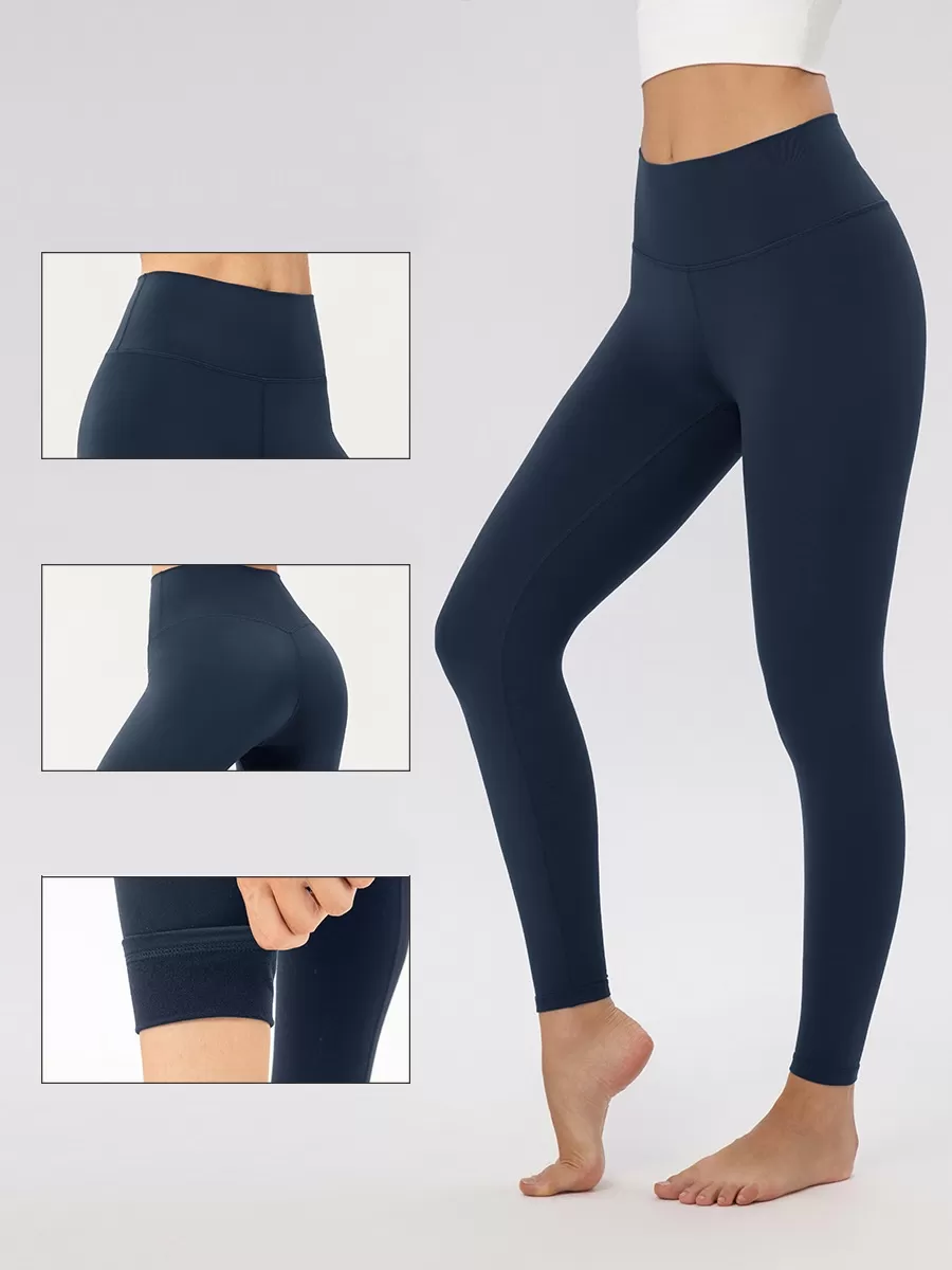 Leggings de forro polar para mujer, de cintura alta, cálidos para invierno, ideales para yoga y entrenamiento. Leggings con control de abdomen FGB22383