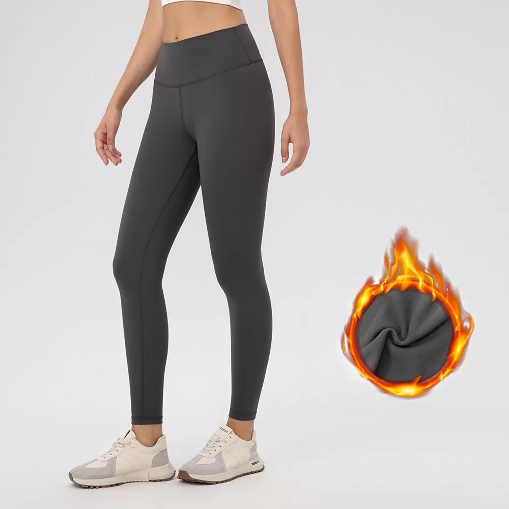 Leggings de forro polar para mujer, de cintura alta, cálidos para invierno, ideales para yoga y entrenamiento. Leggings con control de abdomen FGB22383