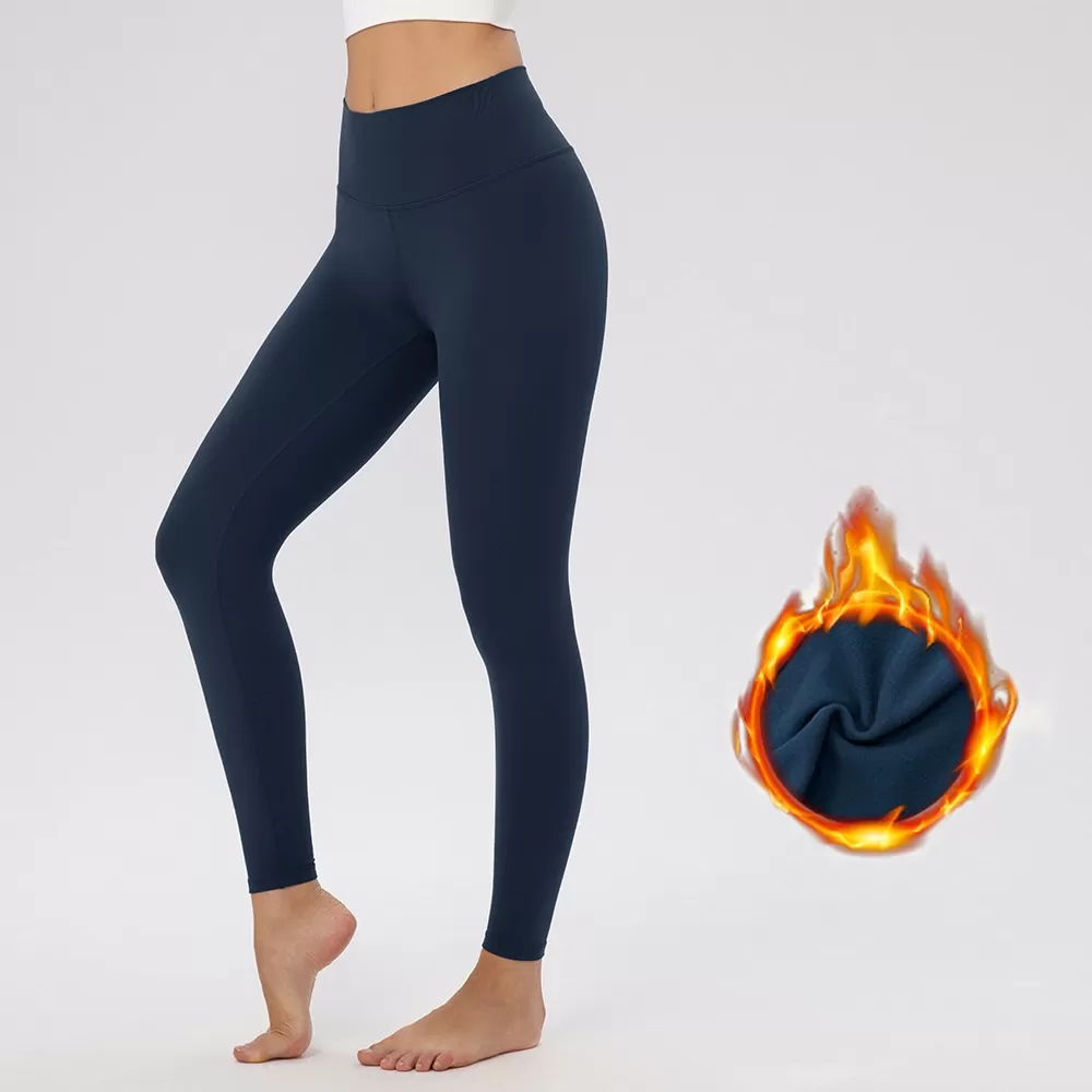 Leggings de forro polar para mujer, de cintura alta, cálidos para invierno, ideales para yoga y entrenamiento. Leggings con control de abdomen FGB22383