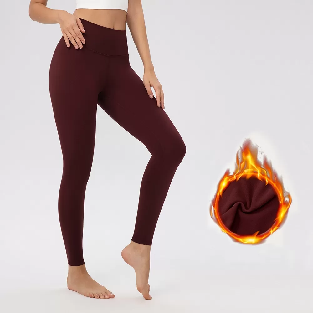 Leggings de forro polar para mujer, de cintura alta, cálidos para invierno, ideales para yoga y entrenamiento. Leggings con control de abdomen FGB22383