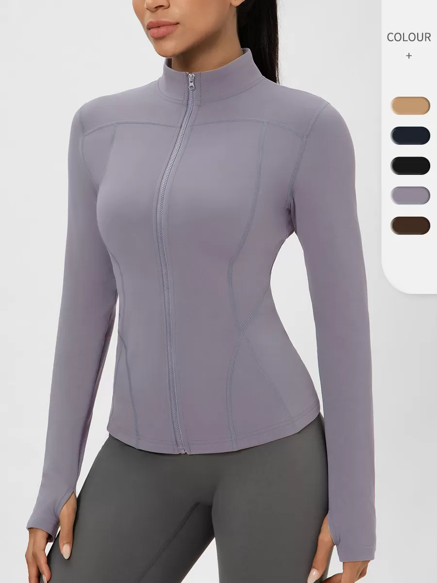 Chaqueta deportiva para mujer, transpirable y ligera, ideal para yoga, correr y entrenar. Cremallera. Color liso. FGB52632