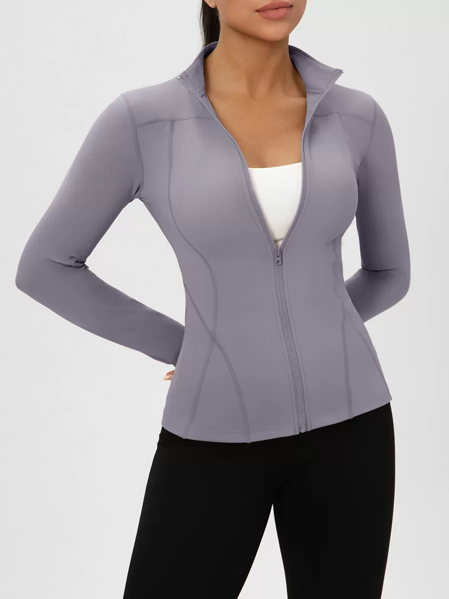 Chaqueta deportiva para mujer, transpirable y ligera, ideal para yoga, correr y entrenar. Cremallera. Color liso. FGB52632