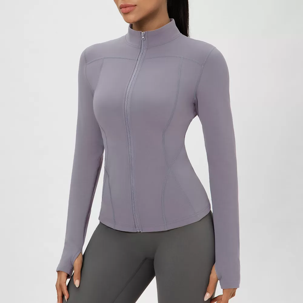 Chaqueta deportiva para mujer, transpirable y ligera, ideal para yoga, correr y entrenar. Cremallera. Color liso. FGB52632