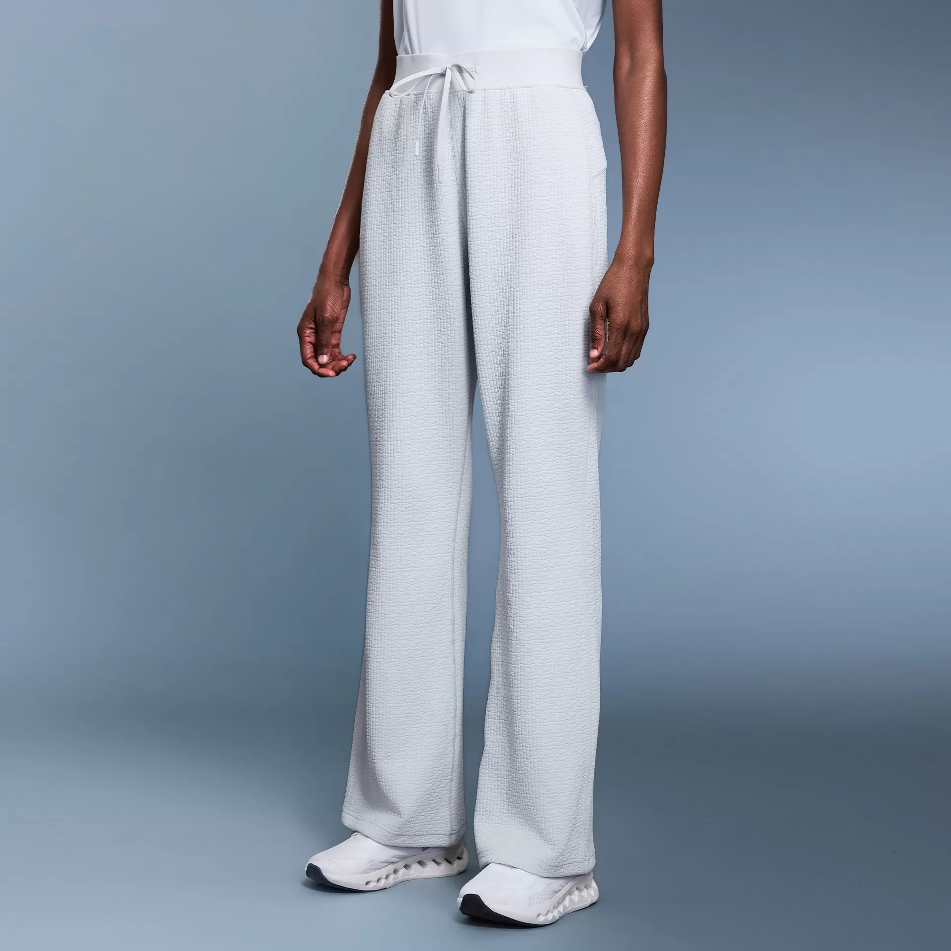 Pantalones de mujer estilo waffle, informales, transpirables, con cordón, color liso, para otoño. FGBD25165