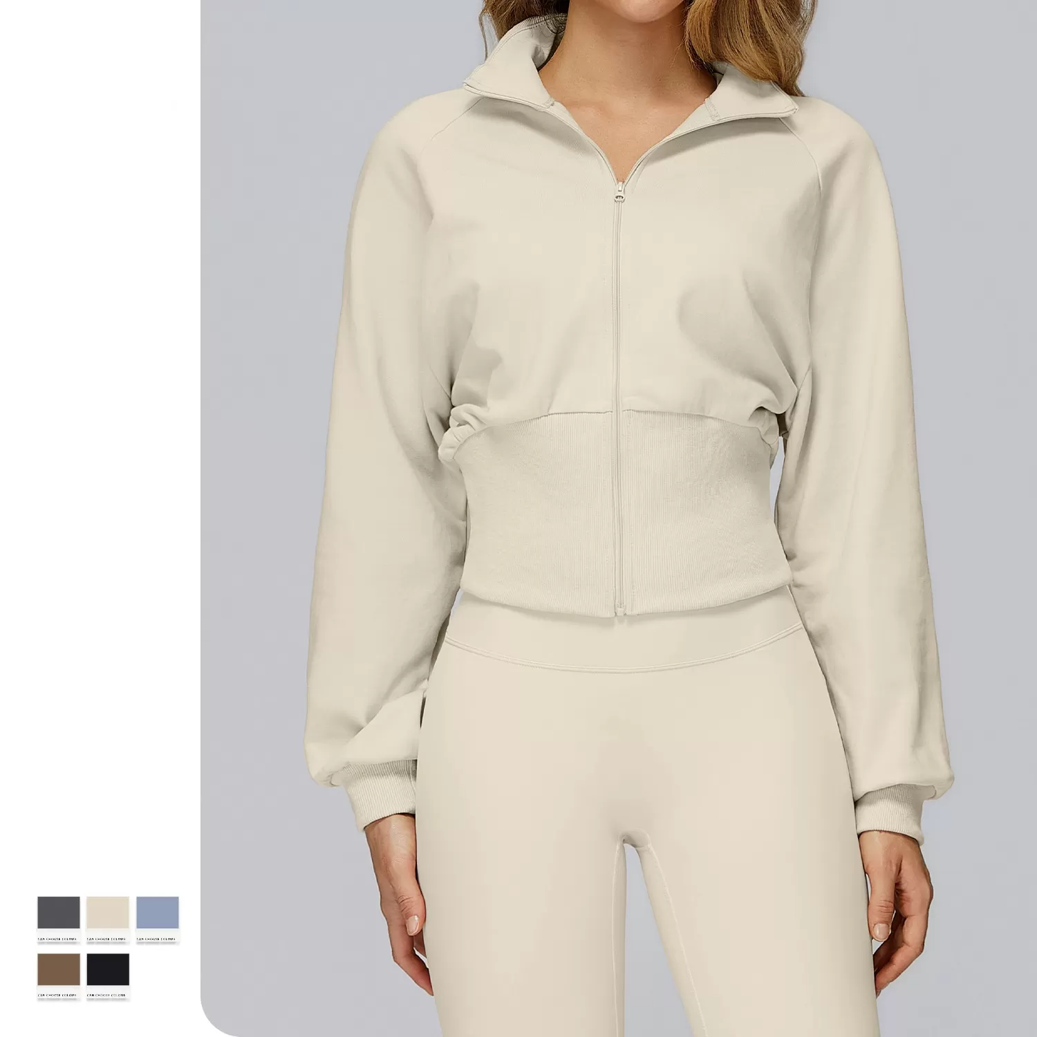 Chaqueta deportiva de mujer de estilo nuevo, color liso, abrigo para exteriores, chaqueta de yoga con cremallera FGBEWT2500