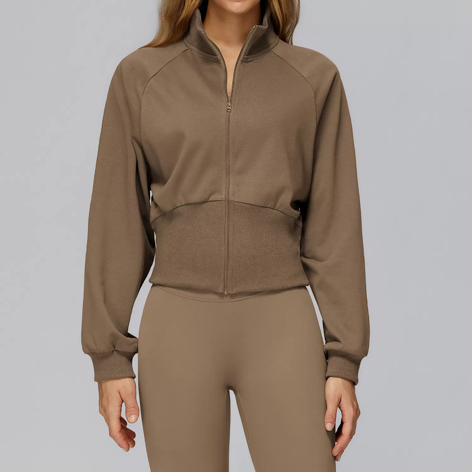 Chaqueta deportiva de mujer de estilo nuevo, color liso, abrigo para exteriores, chaqueta de yoga con cremallera FGBEWT2500