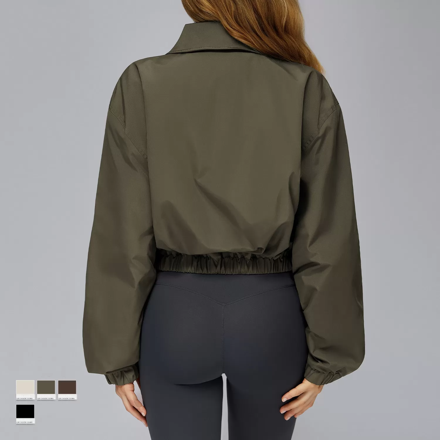 Chaqueta de yoga de manga larga para mujer, resistente al viento, para gimnasio, deportes de fitness, de secado rápido y con cremallera completa, FGBEWT9314