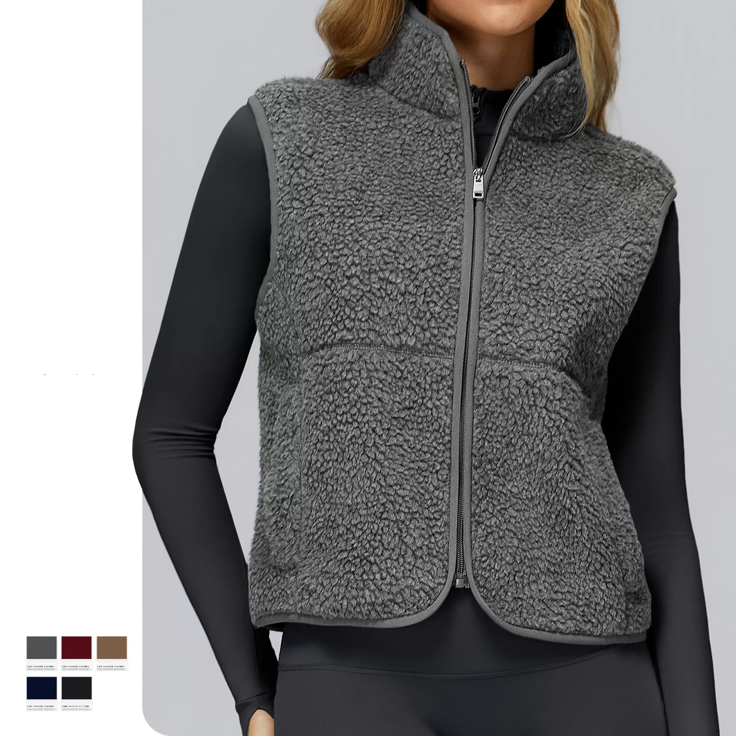 Chaleco polar con cremallera para correr y entrenar al aire libre FGBEWT9500