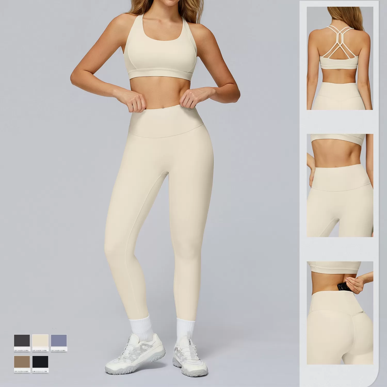 Conjunto de yoga de invierno para mujer, ropa de entrenamiento para gimnasio, sujetador deportivo, pantalones deportivos, leggings de entrenamiento FGBTZ7011