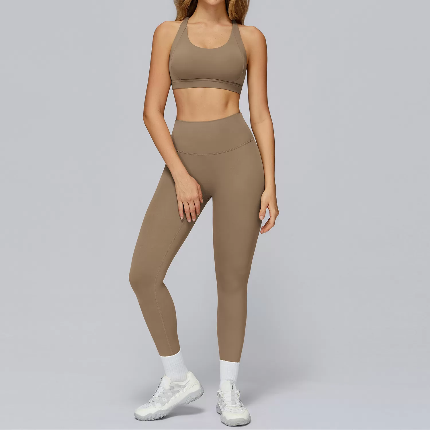 Conjunto de yoga de invierno para mujer, ropa de entrenamiento para gimnasio, sujetador deportivo, pantalones deportivos, leggings de entrenamiento FGBTZ7011