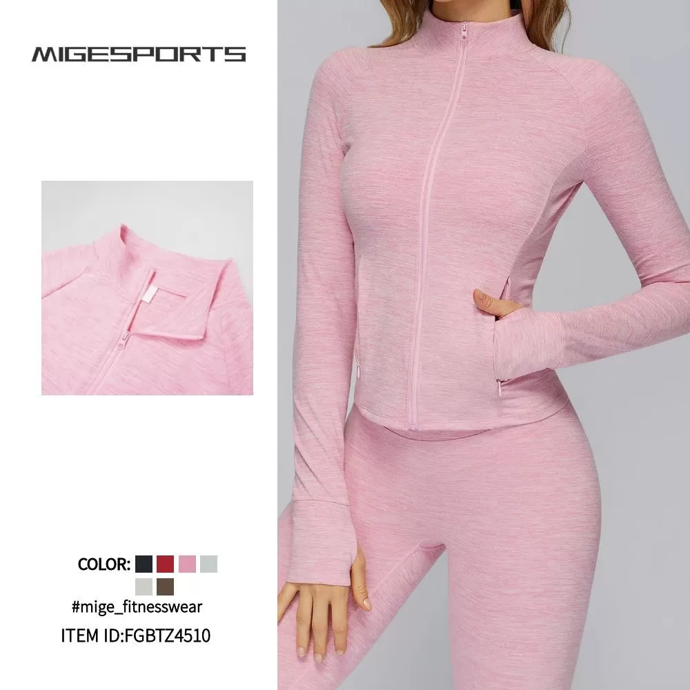Chaqueta deportiva ajustada para mujer, ideal para fitness, running, yoga, yoga y fitness. Manga larga, cierre completo, transpirable y de secado rápido. Modelo FGBTZ4510.