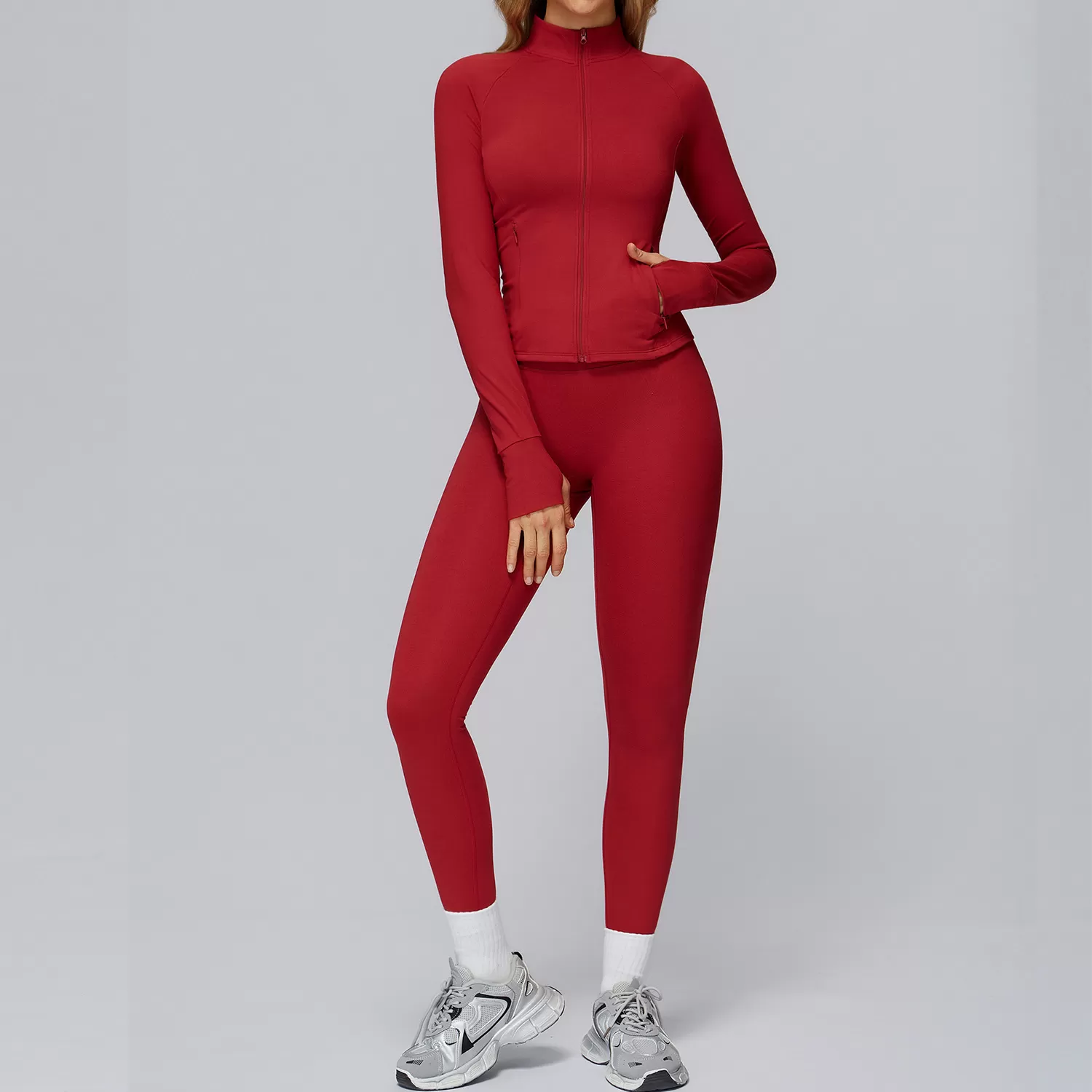 Chaqueta deportiva ajustada para mujer, ideal para fitness, running, yoga, yoga y fitness. Manga larga, cierre completo, transpirable y de secado rápido. Modelo FGBTZ4510.