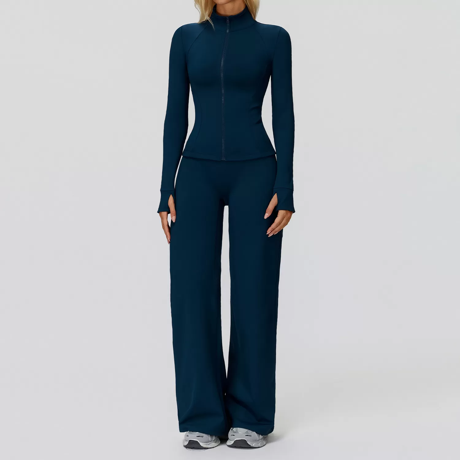 Conjunto de chaqueta y pantalón de yoga para mujer, de manga larga, suave y de alta calidad, ideal para gimnasio, entrenamiento y fitness FGBTZ5502