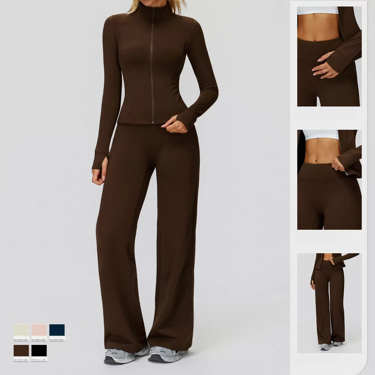 Nuevo conjunto de yoga, ropa deportiva para gimnasio y entrenamiento, top de manga larga y leggings para mujer FGBTZ5502