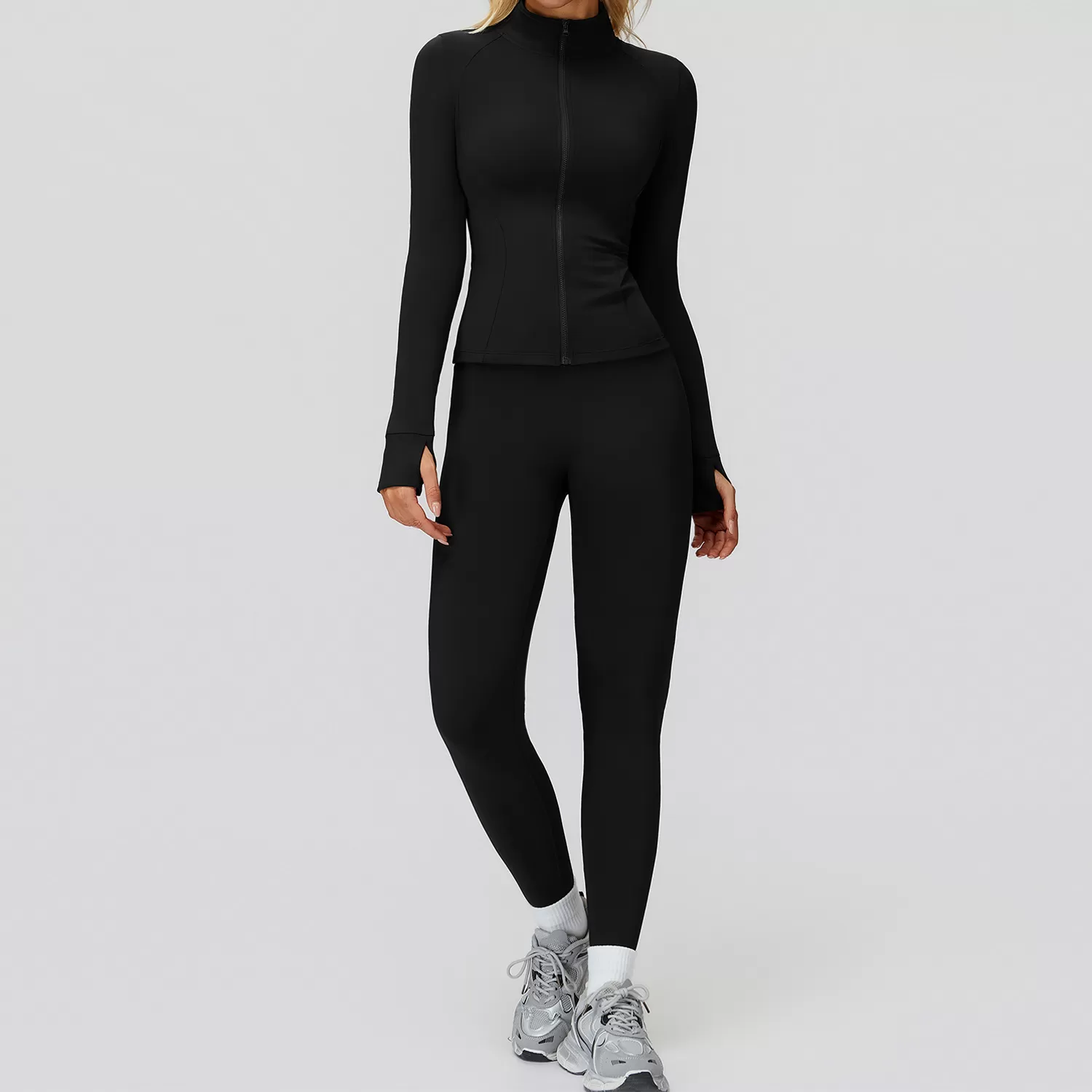 Nuevo conjunto de yoga, ropa deportiva para gimnasio y entrenamiento, top de manga larga y leggings para mujer FGBTZ5502