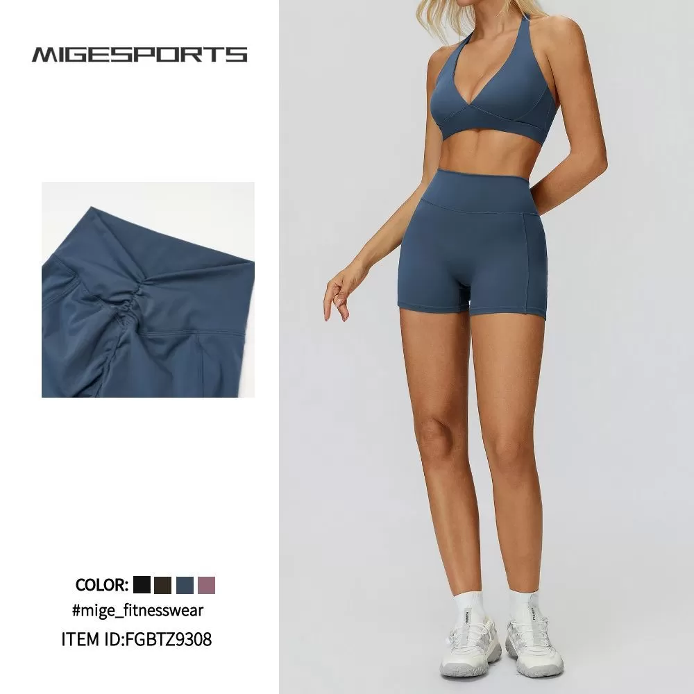 Conjunto deportivo para mujer: shorts, top y sujetador deportivo para gimnasio, yoga y fitness FGBTZ9308