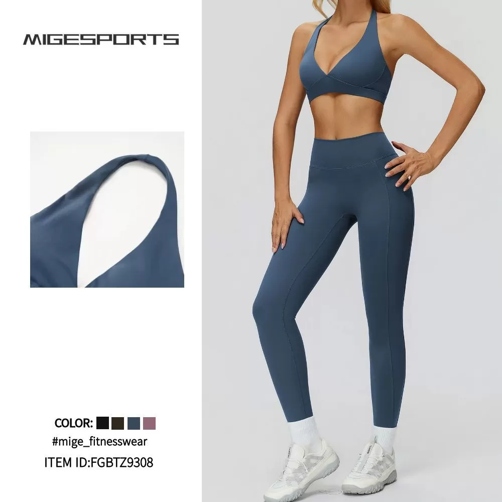 Conjunto de yoga de 2 piezas para mujer, ropa deportiva de alta calidad para gimnasio, ideal para yoga, correr y fitness. Modelo FGBTZ9308