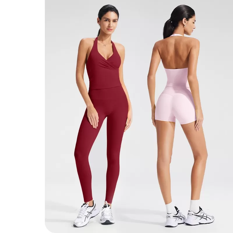 Sujetador deportivo transpirable con espalda descubierta y tacto nude, estilo halter, para mujer, ideal para yoga FGBYB1346