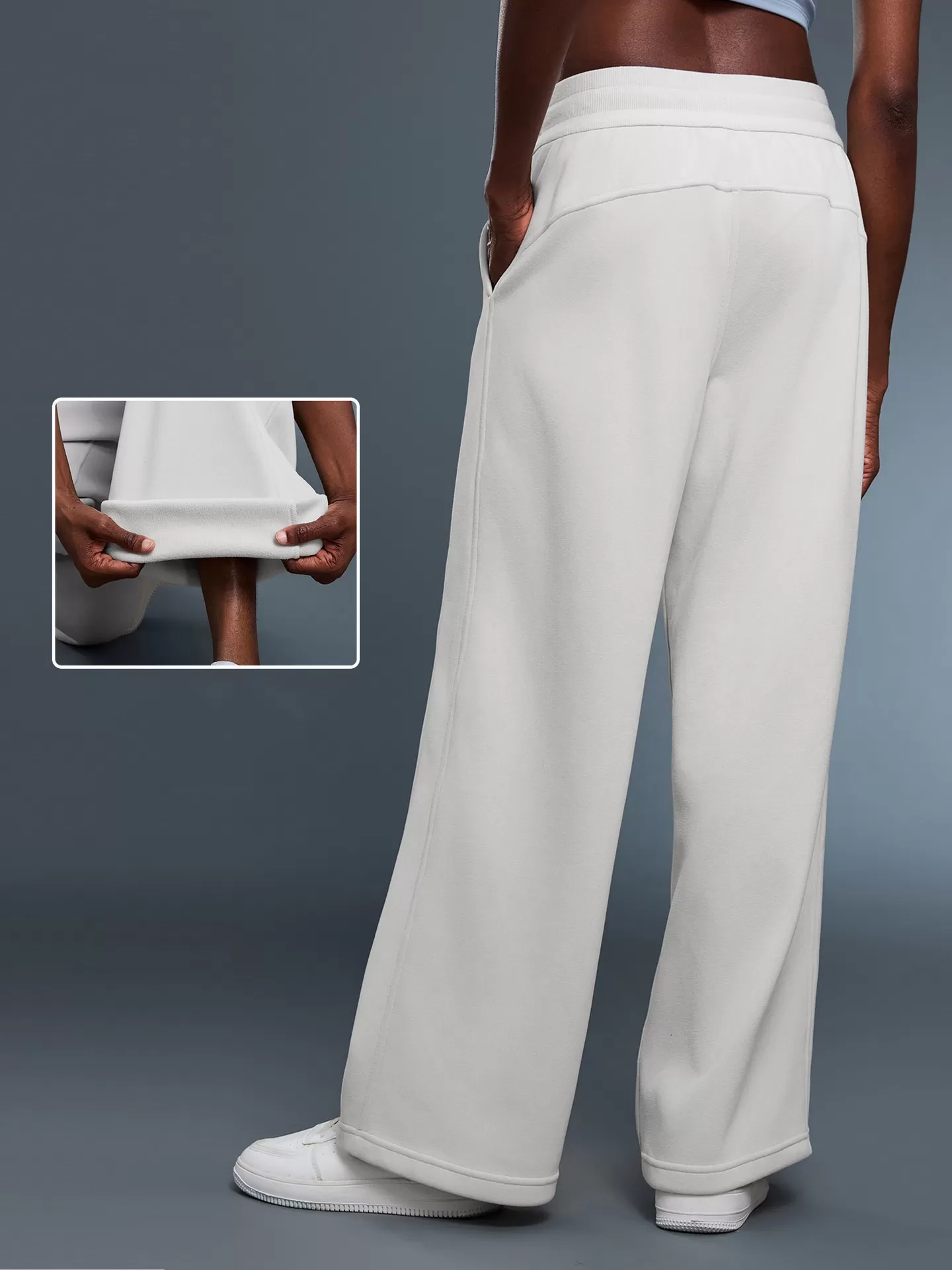 Women's Casual Athletic Mid Waist Wide Leg Pants with Drawstring Loose Design Trousers FGBD25133