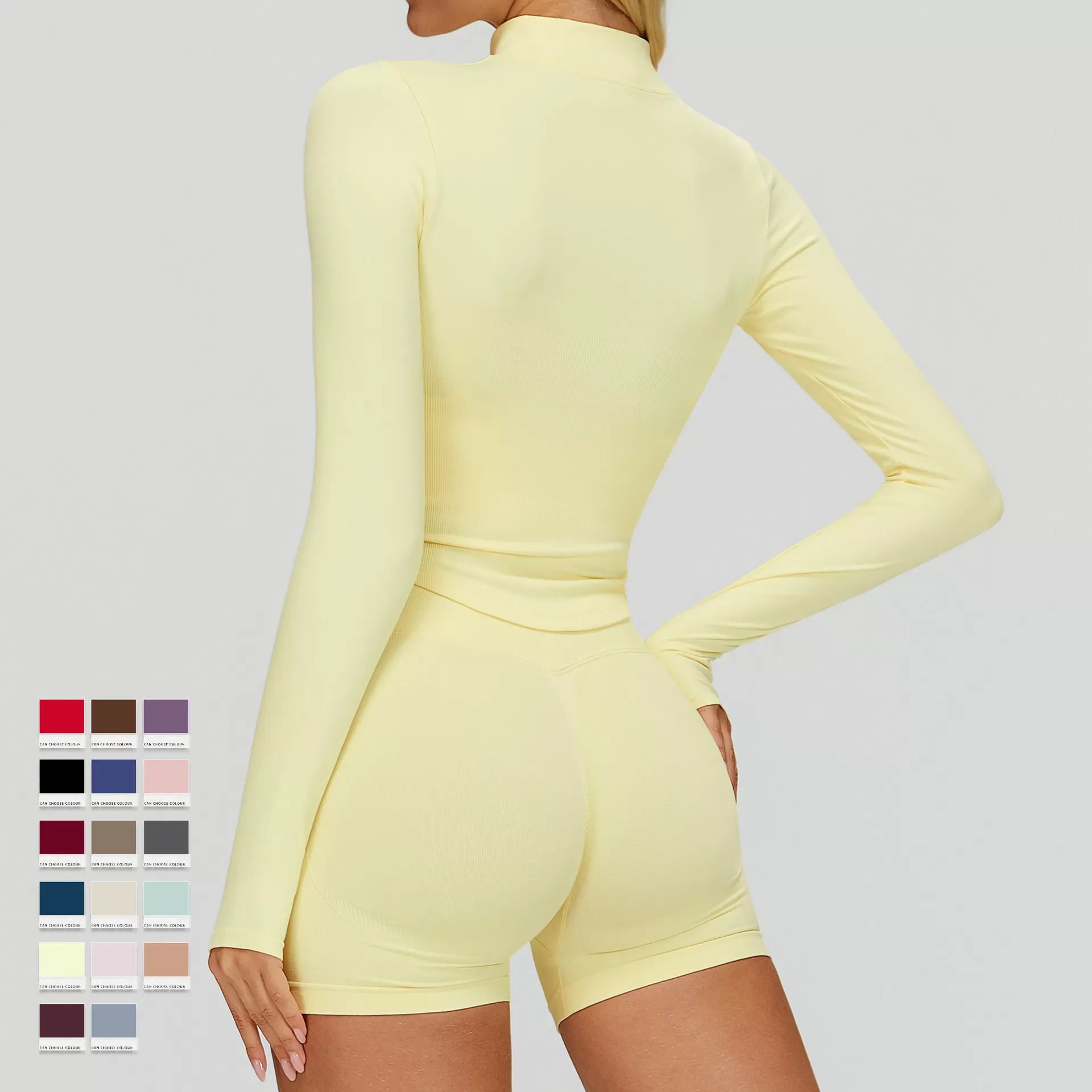 Chaqueta deportiva para mujer, ligera, de seda, transpirable, de manga larga, con cremallera completa, color liso, ideal para yoga FGBDWT7725