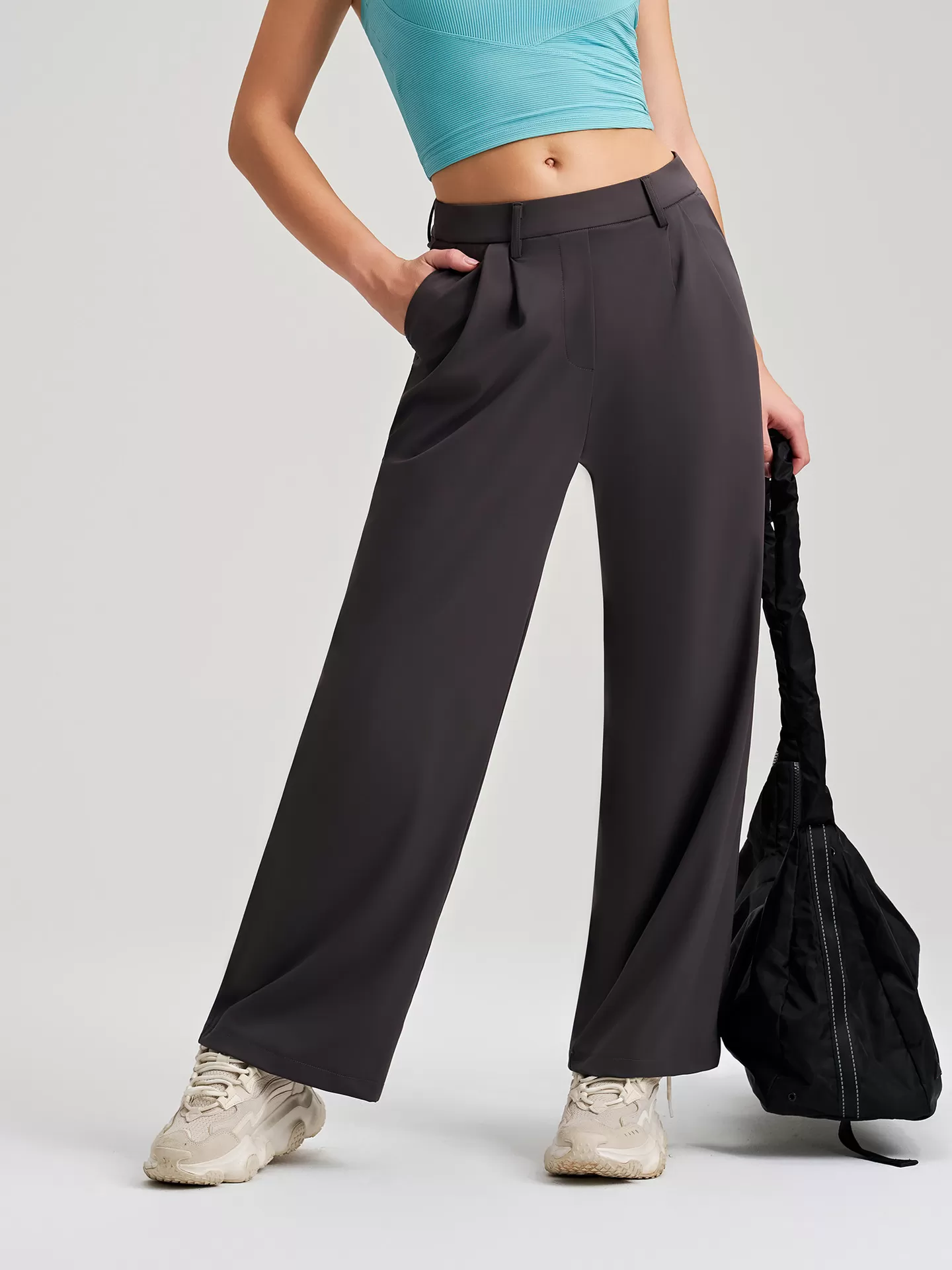 Pantalones de yoga de cintura alta, transpirables y de pierna recta para mujer. Pantalones deportivos holgados e informales de alta calidad FGBK8-015