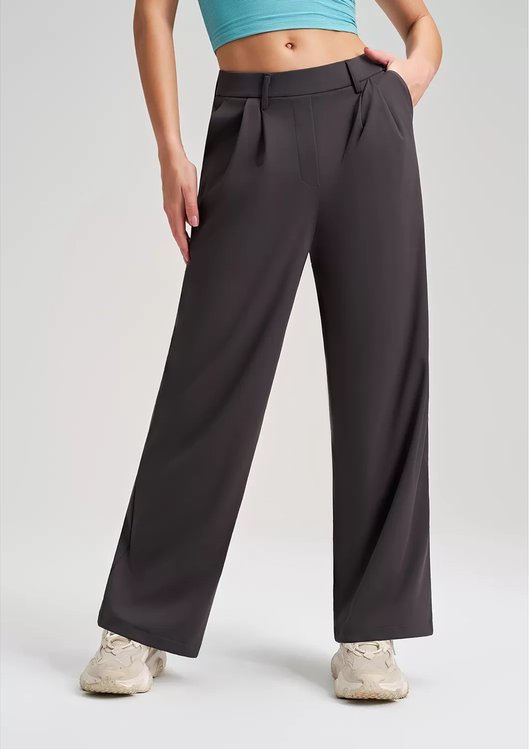 Pantalones de yoga de cintura alta, transpirables y de pierna recta para mujer. Pantalones deportivos holgados e informales de alta calidad FGBK8-015