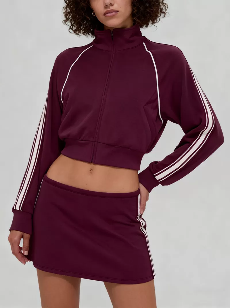 Conjunto deportivo informal de chaqueta, pantalón y falda para mujer con cintura elástica FGBT6607+K6609