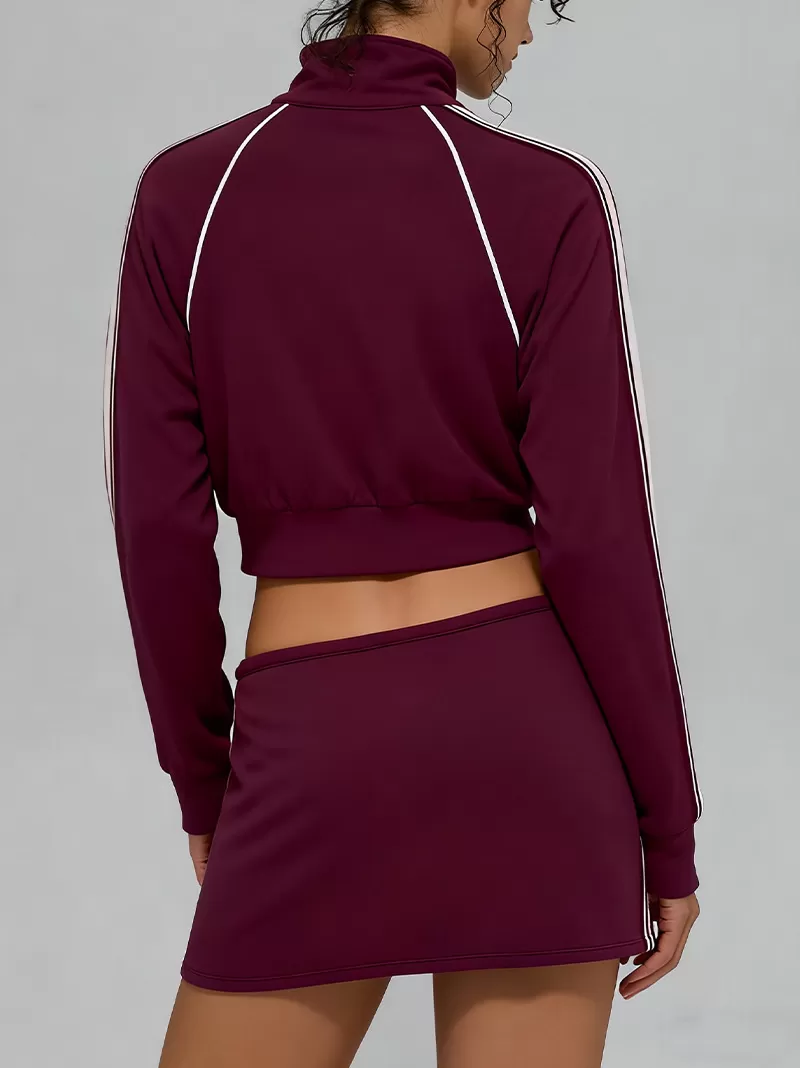 Conjunto deportivo informal de chaqueta, pantalón y falda para mujer con cintura elástica FGBT6607+K6609