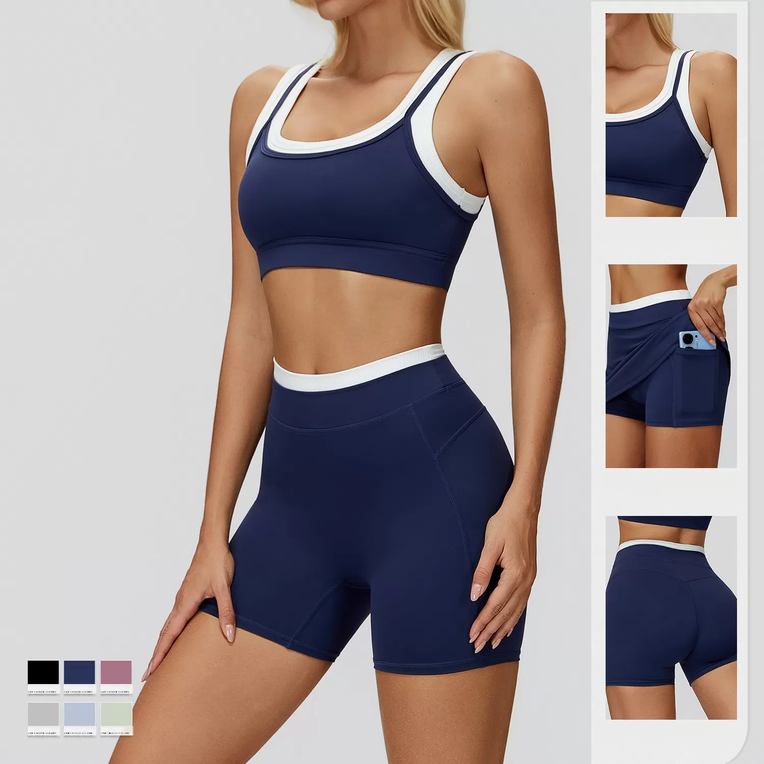 Conjunto deportivo de gimnasio para mujer: pantalón de yoga de compresión suave y sujetador ligero elástico FGBTZ3129